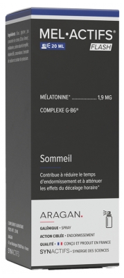 Synactifs Melactifs® Flash - Sommeil Adulte - Mélatonine Vitamine B6 Glycine - Spray 20 ml
