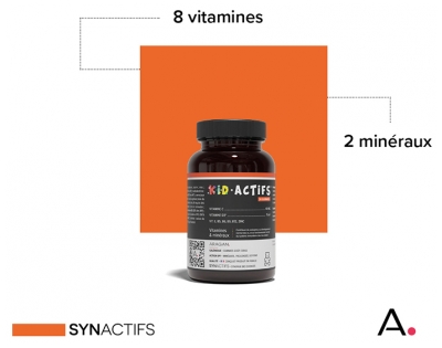 Synactifs Kidactifs® - Vitalité Enfant - Complexe de 10 Vitamines et Minéraux - 30 Gummies - 15 Jours à 1 Mois