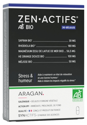 Synactifs Zenactifs® Bio - Anti Stress - Rhodiola Extraits de Mélisse Bio Safran Bio et Vitamines - 30 Gélules