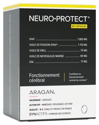 Synactifs Neuroprotect - Fonctionnement Cérébral - Huile de Poisson et Huile de Krill - Riche en Oméga 3 - 60 Capsules