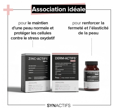 Synactifs Dermactifs® - Anti-Âge Antioxydant Teint - Huile de Bourrache Rose Zinc Renouée du Japon - 30 Gélules