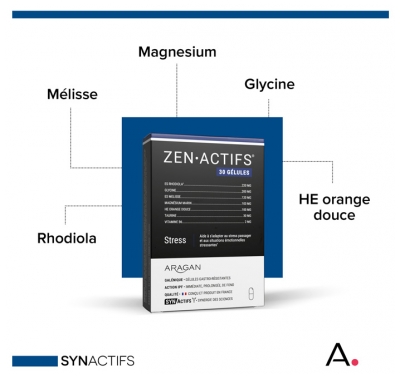Synactifs Zenactifs® - Anti Stress - Rhodiola Mélisse Glycine Taurine Magnésium et Vitamine B6 - 30 Gélules