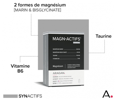 Synactifs Magnactifs® - Fatigue Équilibre Nerveux Stress - Magnésium Taurine Vitamine B - 60 Gélules