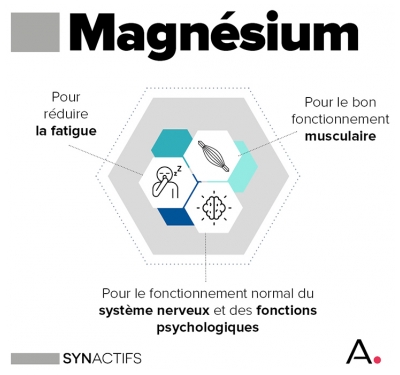 Synactifs Magnactifs® - Fatigue Équilibre Nerveux Stress - Magnésium Taurine Vitamine B - 60 Gélules