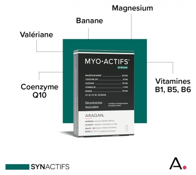 Synactifs Myoactifs® - Décontraction Musculaire - Magnésium Marin Coenzyme Q10 Valériane Vitamines - 30 Gélules
