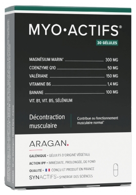 Synactifs Myoactifs® - Décontraction Musculaire - Magnésium Marin Coenzyme Q10 Valériane Vitamines - 30 Gélules