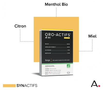 Synactifs OroActifs® - Maux de Gorge - Miel Propolis Huiles Essentielles et Vitamines - 24 Pastilles