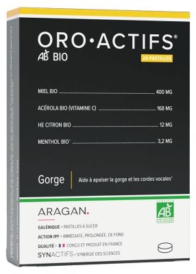 Synactifs OroActifs® - Maux de Gorge - Miel Propolis Huiles Essentielles et Vitamines - 24 Pastilles