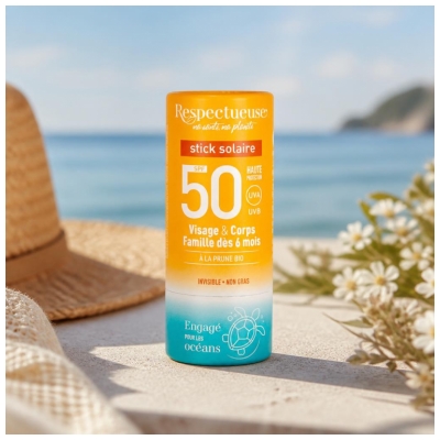 Respectueuse Stick Solaire SPF50 Visage et Corps 18 g