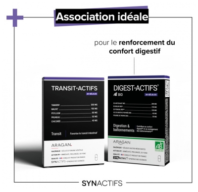 Synactifs Transitactifs® - Transit Intestinal - Tamarin Mauve Psyllium Pruneau Chicorée - 20 Gélules