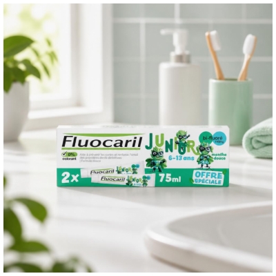 Fluocaril Junior Dentifrice 6-13 Ans Menthe Douce 2 x 75 ml