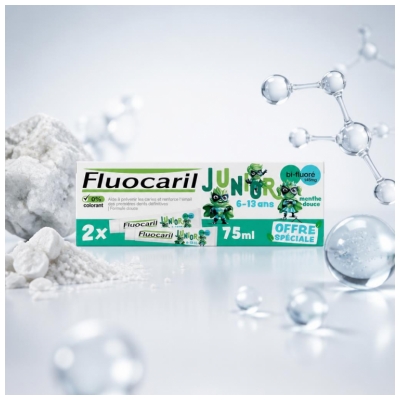 Fluocaril Junior Dentifrice 6-13 Ans Menthe Douce 2 x 75 ml