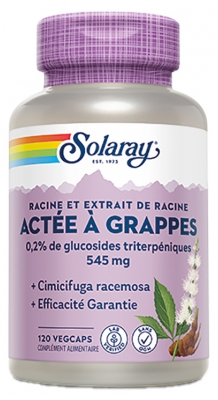 Solaray Actée à Grappes - Cimicifuga Racemosa Standardisé - 545 mg - 120 Caps. Vég.