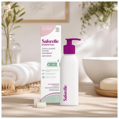 Saforelle Soin Lavant Intime Apaisant à Reconstituer 1 Flacon + 2 Bâtonnets de 6 g