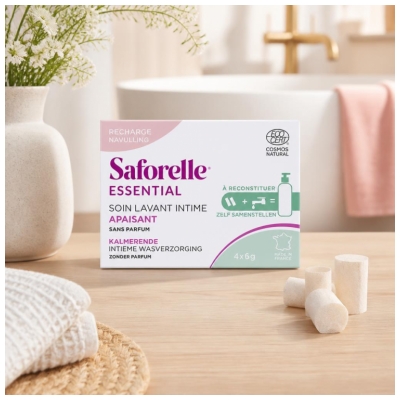 Saforelle Soin Lavant Intime Apaisant à Reconstituer Recharge de 4 Bâtonnets de 6 g