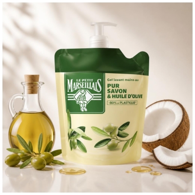 Le Petit Marseillais Gel Lavant Mains au Pur Savon et Huile d'Olive Toutes Peaux Recharge 250 ml 