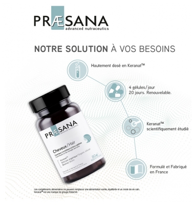 Praesana Cheveux - Brillance et Force Capilaire - 80 Gélules