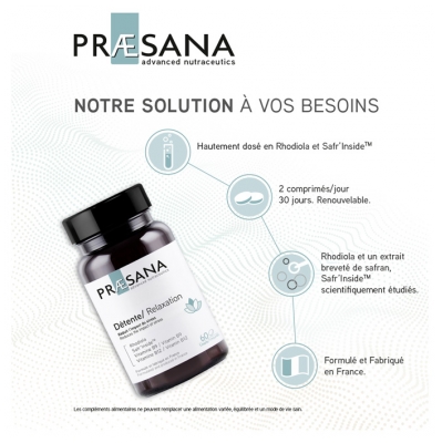 Praesana Détente Réduit l'Impact du Stress 60 Comprimés