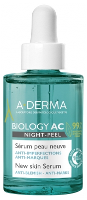A-DERMA Biology AC Night-Peel Sérum Peau Neuve Imperfections & Marques 30 ml