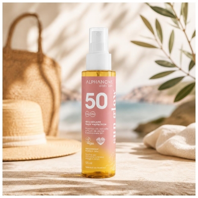 Alphanova Sun Glow Huile Solaire Haute Protection SPF50 125 ml