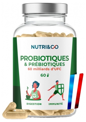 Nutri&Co Probiotiques & Prébiotiques - Flore Intestinale Vegan 60 Gélules
