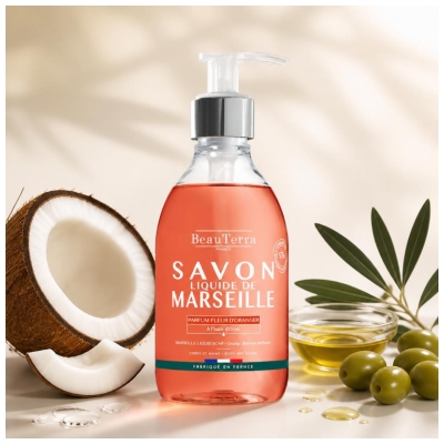 BeauTerra Savon de Marseille Liquide Parfum Fleur d'Oranger 300 ml