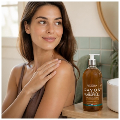 BeauTerra Savon de Marseille Liquide Parfum Beurre de Karité 1 L