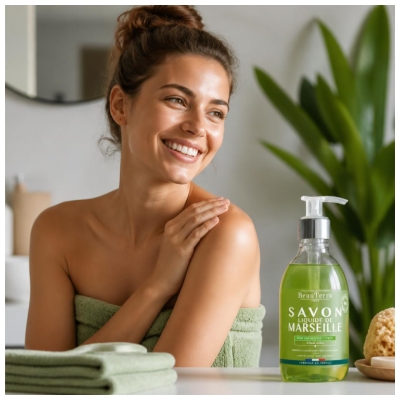 BeauTerra Savon de Marseille Liquide Parfum Menthe-Citron 300 ml