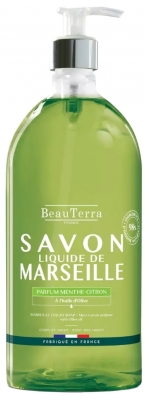 BeauTerra Savon de Marseille Liquide Parfum Menthe-Citron 1 L