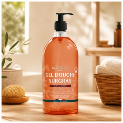 BeauTerra Gel Douche Surgras 3en1 Parfum Ambre 1 L