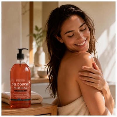 BeauTerra Gel Douche Surgras 3en1 Parfum Ambre 1 L