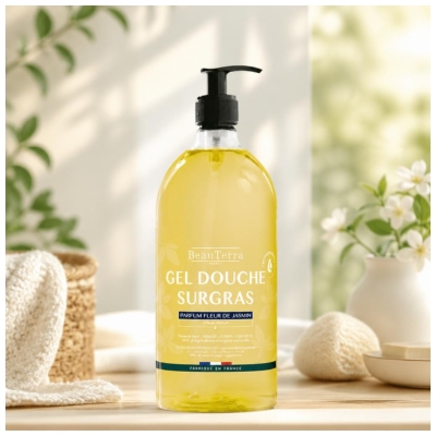 BeauTerra Gel Douche Surgras 3en1 Parfum Fleur de Jasmin 1 L