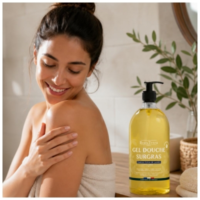 BeauTerra Gel Douche Surgras 3en1 Parfum Fleur de Jasmin 1 L