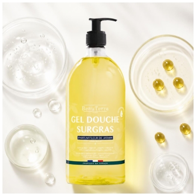 BeauTerra Gel Douche Surgras 3en1 Parfum Fleur de Jasmin 1 L
