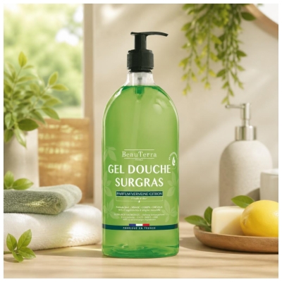 BeauTerra Gel Douche Surgras 3en1 Parfum Verveine-Citron 1 L