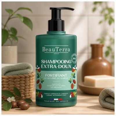 BeauTerra Shampoing Extra-Doux Fortifiant Cheveux Cassants 750 ml