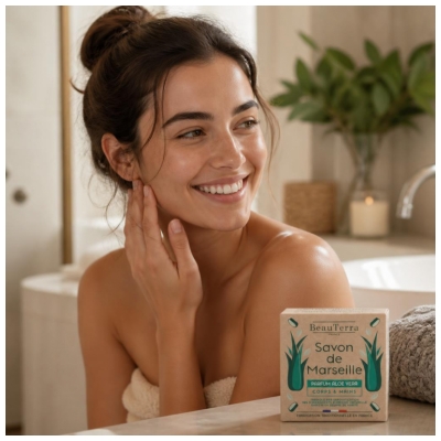 BeauTerra Savon de Marseille Pain Parfum Aloe Vera 100 g