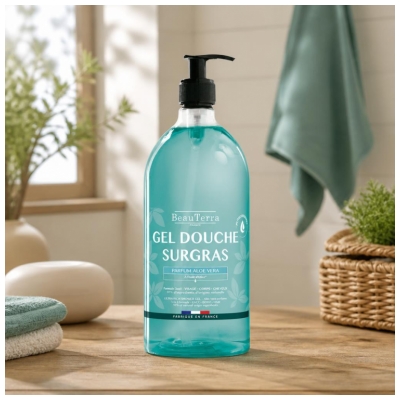 BeauTerra Gel Douche Surgras 3en1 Parfum Aloe Vera 1 L