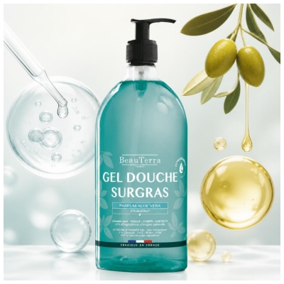 BeauTerra Gel Douche Surgras 3en1 Parfum Aloe Vera 1 L