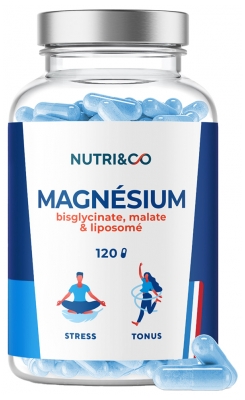 Nutri&Co Magnésium : Bisglycinate, Malate et Liposomé 120 Gélules
