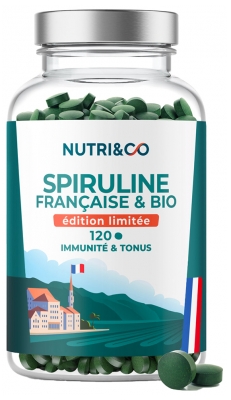 Nutri&Co Spiruline Bio 100% Française Cultivée en Provence Vegan 120 Comprimés