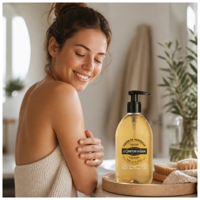 Le Comptoir du Bain Savon de Marseille Vanille Miel Extra Doux 500 ml