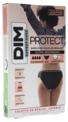 Dim Expert Care Protect Culotte de Règle Lavable Slip Flux Abondant Noir - Taille : 44/46