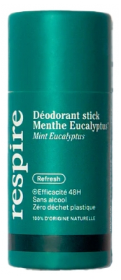 Respire Déodorant Menthe Eucalyptus Stick Solide Efficacité 48H Carton Bio 50 g 