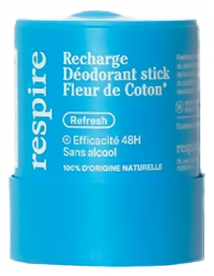 Respire Déodorant Stick Fleur de Coton Sans Alcool Recharge Bio 50 g