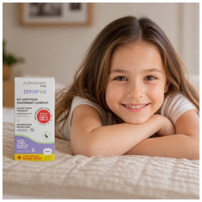 Alphanova Kids Zeropou Kit Anti Poux Traitement Complet Lotion + Shampoing + Peigne Offert