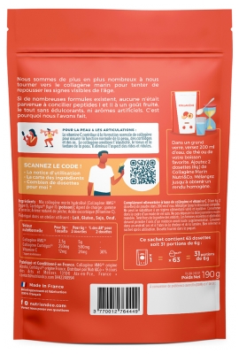 Nutri&Co Collagène Marin Type 1 et 2 Peau & Articulations Saveur Pêche 190 g