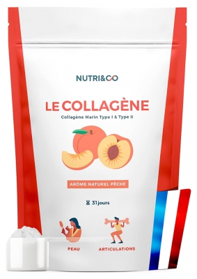 Nutri&Co Collagène Marin Type 1 et 2 Peau & Articulations Saveur Pêche 190 g
