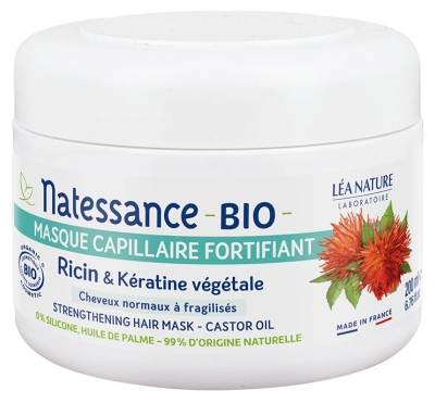 Natessance Masque Capillaire Ricin et Kératine Végétale Bio 200 ml