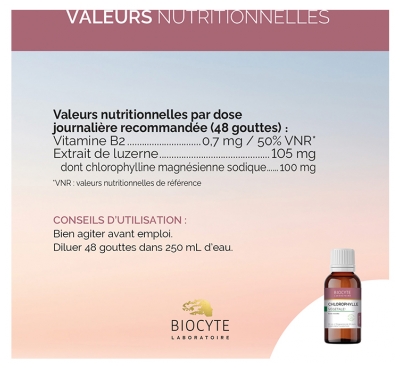 Biocyte Chlorophylle Végétale Goût Menthe 50 ml